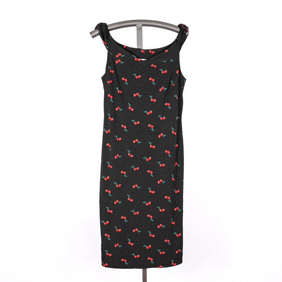 New York & Co All-Over Cherry Print Dress Size LARGE Casual Light-Hearted Whimsy - Picture 1 of 5